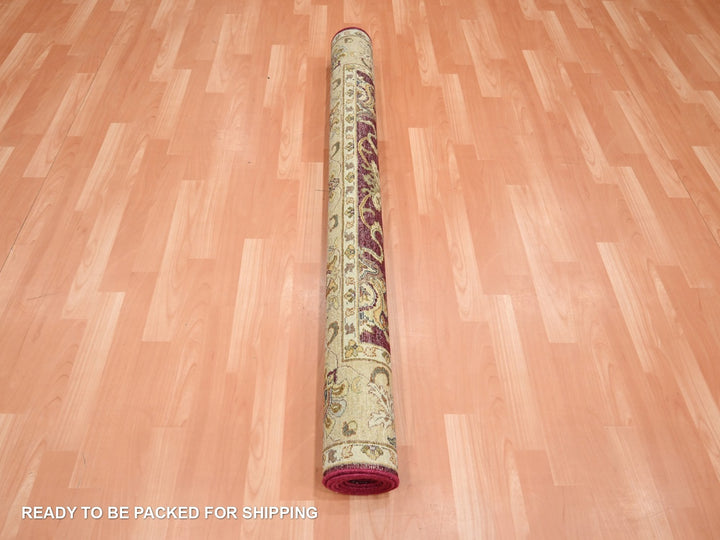 5'1" x 6'5" New Hand Knotted Red Wool Rectangle Oriental Rug - MOA10276364