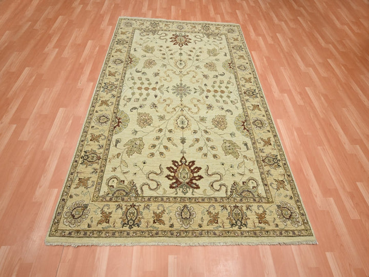 5'5" x 8'4" New Hand Knotted Ivory Wool Rectangle Oriental Rug - MOA10276365