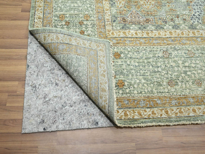 10'0" x 14'1" New Hand Knotted Green Wool Rectangle Oriental Rug - MOA10276431