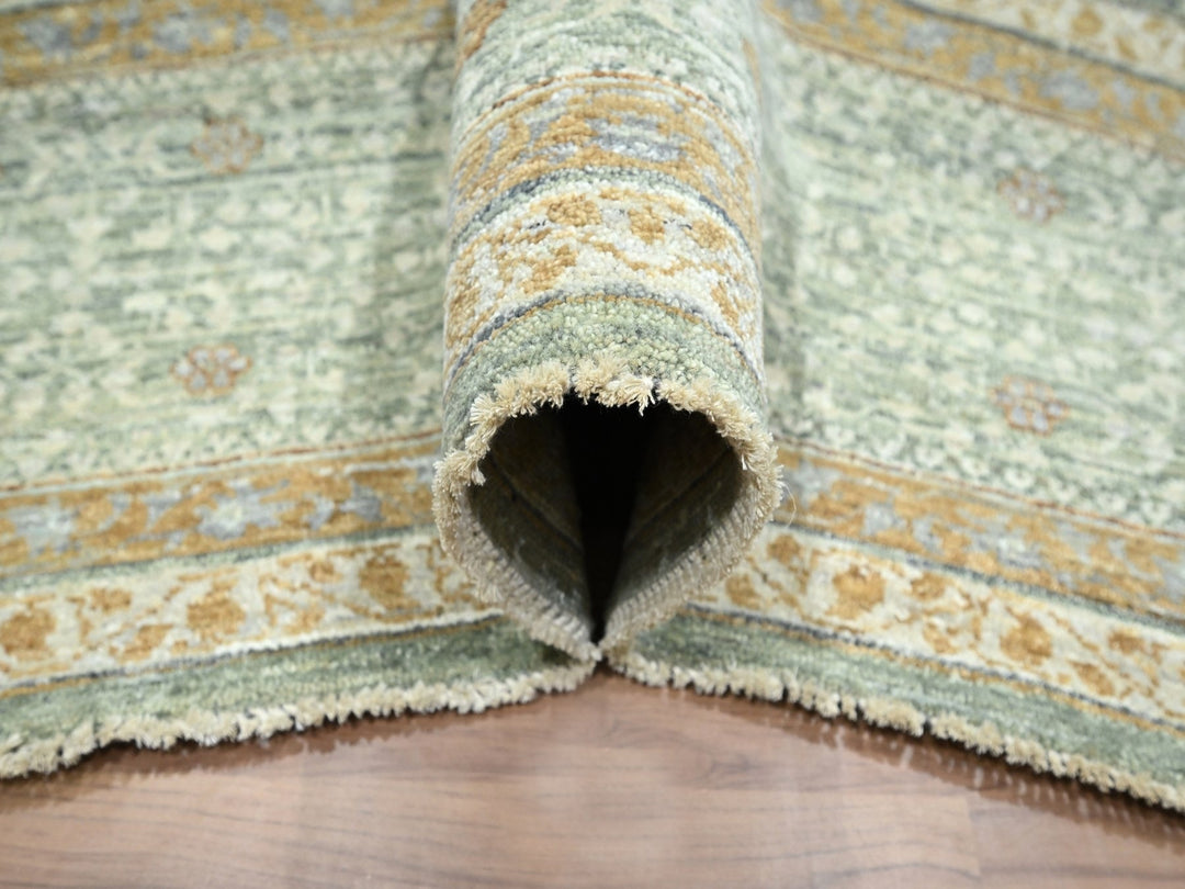 10'0" x 14'1" New Hand Knotted Green Wool Rectangle Oriental Rug - MOA10276431