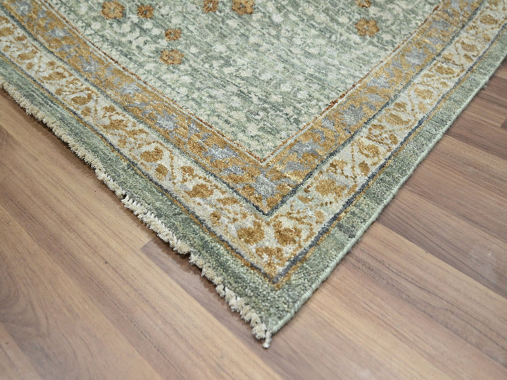 10'0" x 14'1" New Hand Knotted Green Wool Rectangle Oriental Rug - MOA10276431