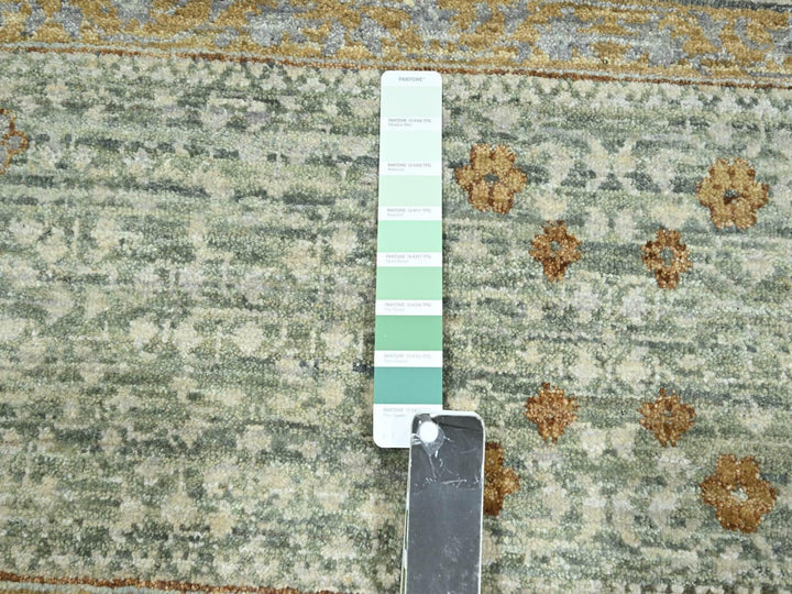 10'0" x 14'1" New Hand Knotted Green Wool Rectangle Oriental Rug - MOA10276431