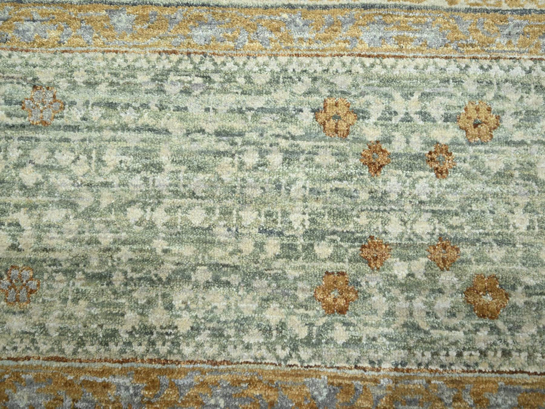 10'0" x 14'1" New Hand Knotted Green Wool Rectangle Oriental Rug - MOA10276431
