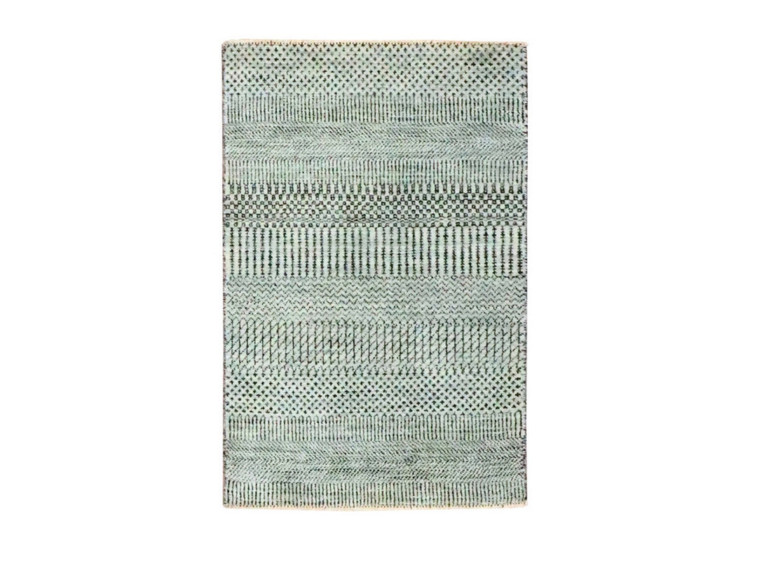 2'0" x 3'0" New Hand Knotted Grey Wool Rectangle Oriental Rug - MOA10276611