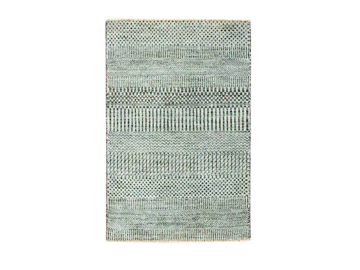 2'0" x 3'0" New Hand Knotted Grey Wool Rectangle Oriental Rug - MOA10276611
