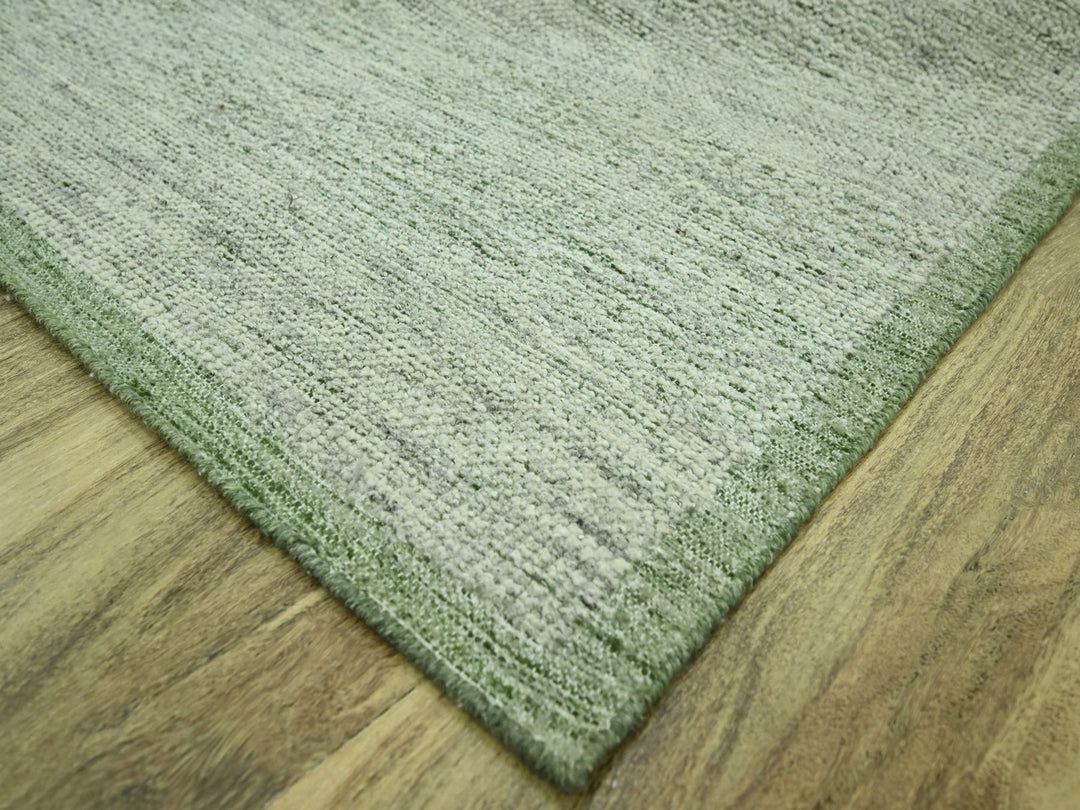 9'10" x 14'0" New Hand Knotted Green Wool Rectangle Oriental Rug - MOA10276694