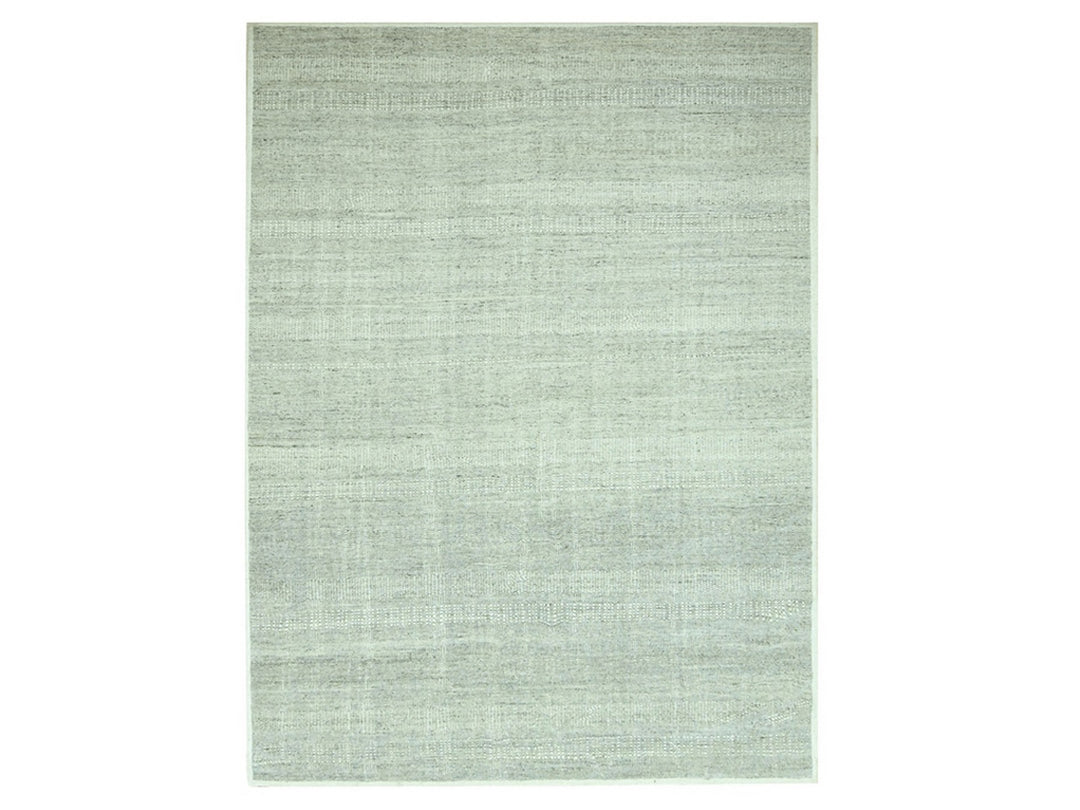 9'1" x 12'1" New Hand Knotted Grey Wool Rectangle Oriental Rug - MOA10276700
