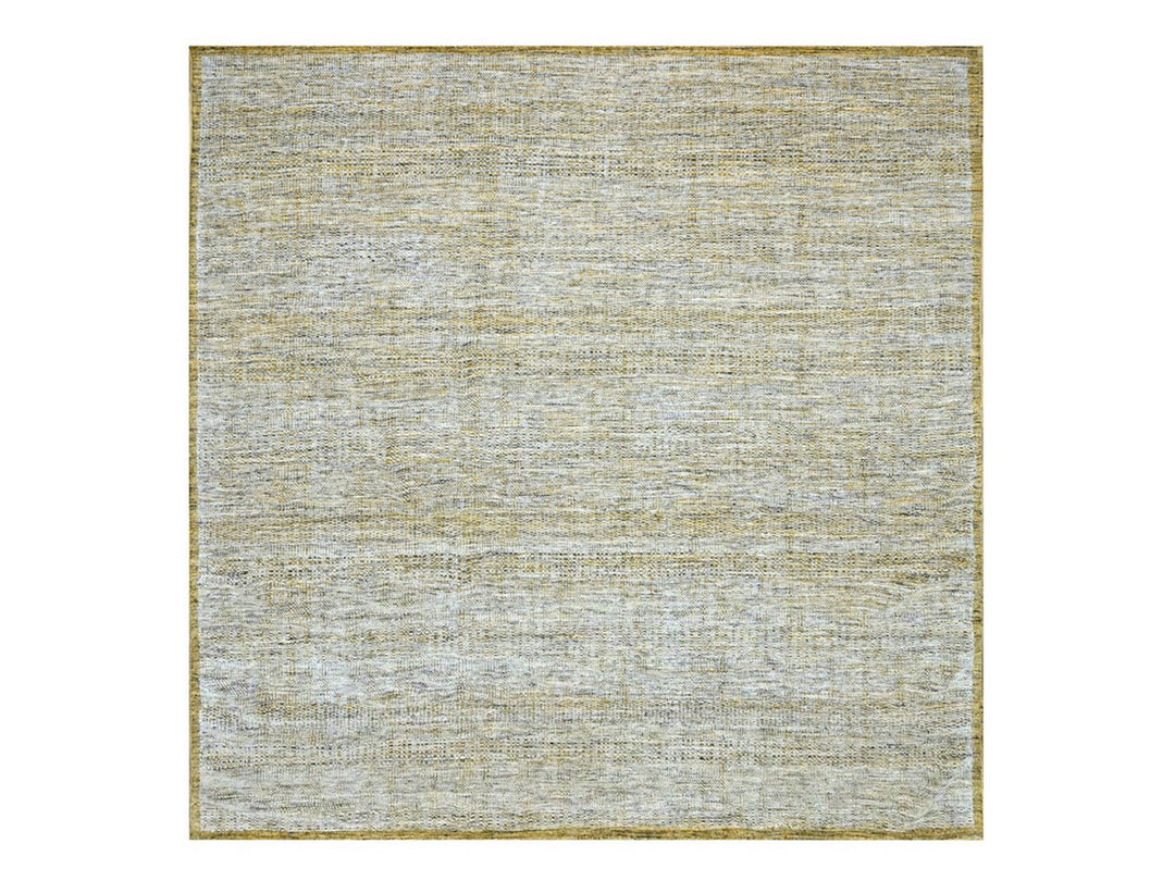9'11" x 10'0" New Hand Knotted Yellow Wool Square Oriental Rug - MOA10276703