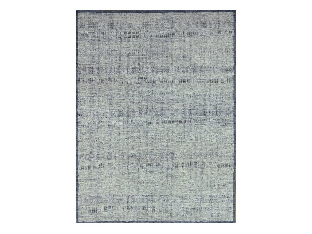 9'0" x 11'11" New Hand Knotted Blue Wool Rectangle Oriental Rug - MOA10276706