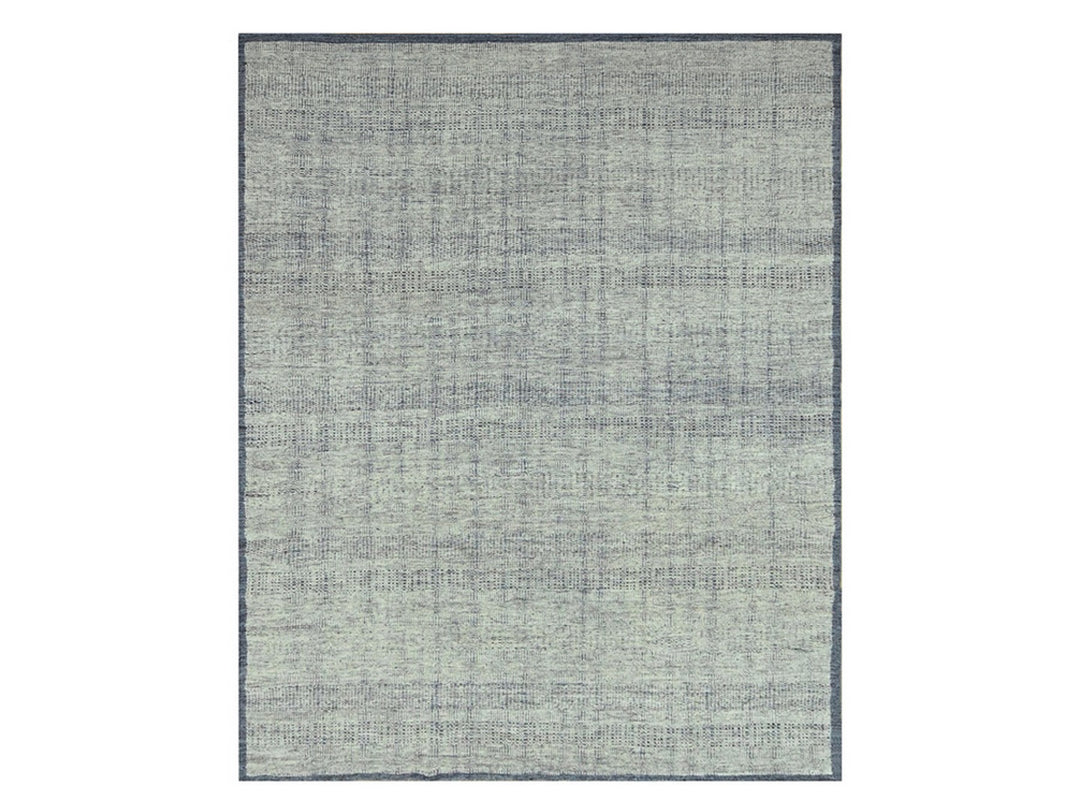 7'10" x 9'11" New Hand Knotted Blue Wool Rectangle Oriental Rug - MOA10276708