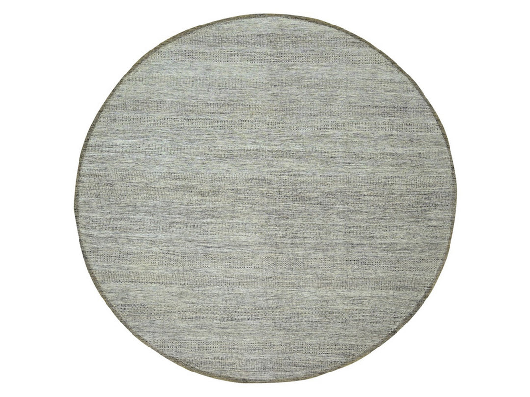 12'0" x 12'1" New Hand Knotted Brown Wool Round Oriental Rug - MOA10276721