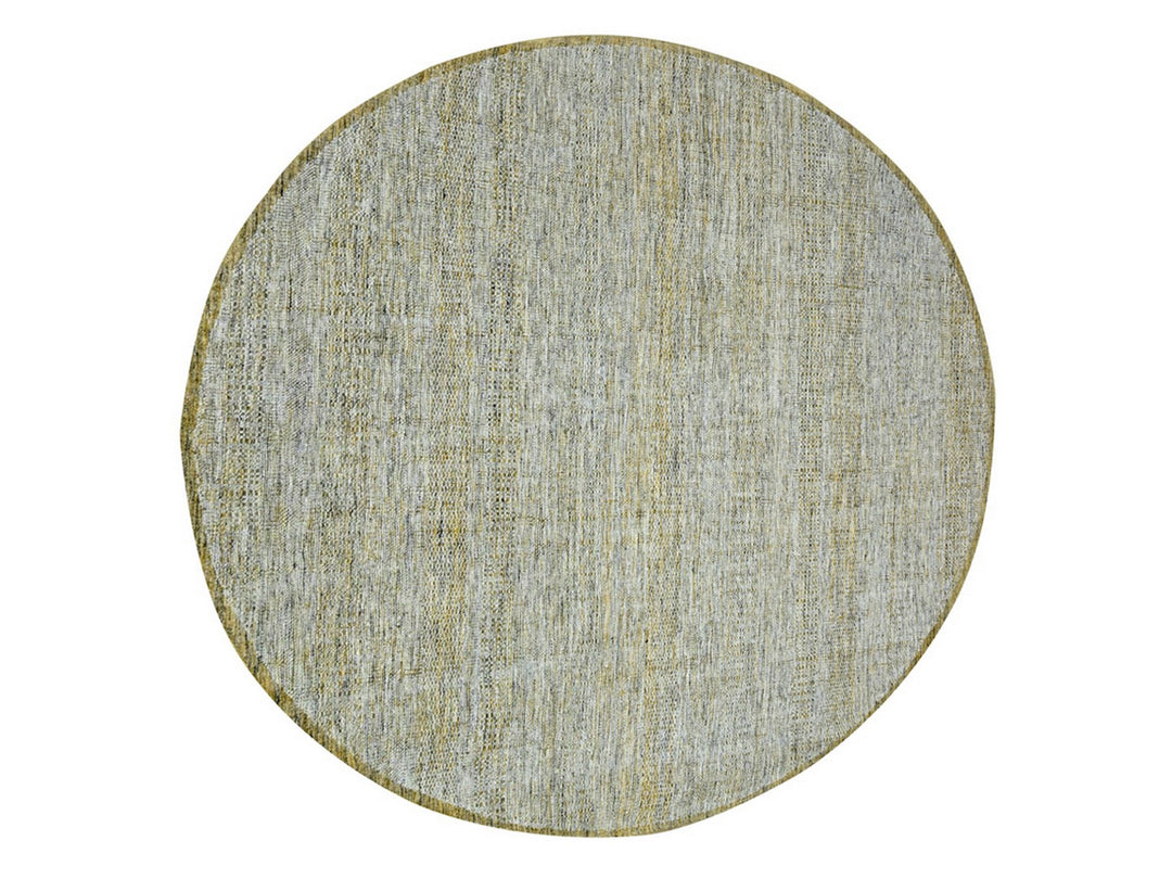 11'10" x 11'10" New Hand Knotted Yellow Wool Round Oriental Rug - MOA10276728