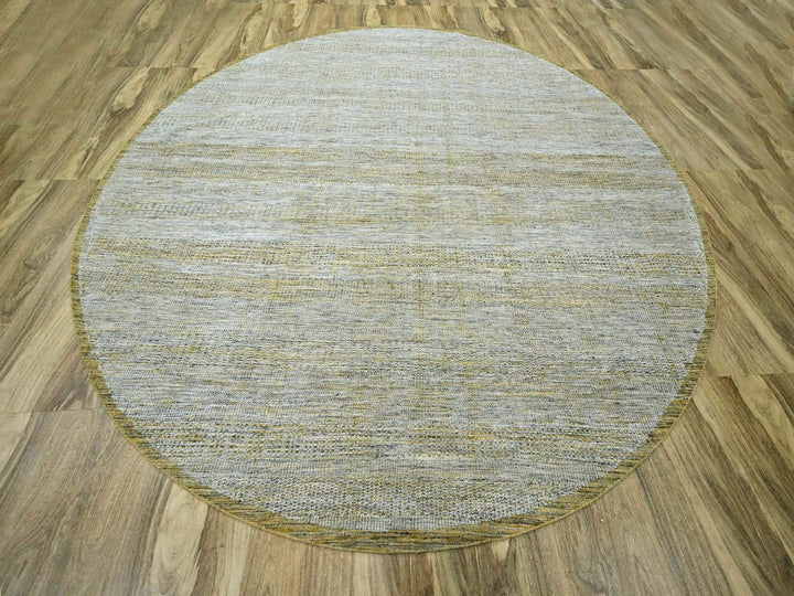 11'10" x 11'10" New Hand Knotted Yellow Wool Round Oriental Rug - MOA10276728