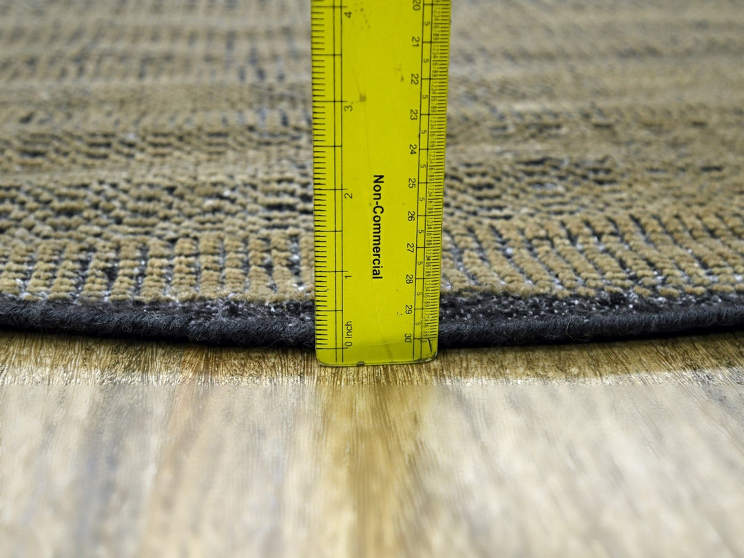 6'1" x 6'1" New Hand Knotted Brown Wool Round Oriental Rug - MOA10276730