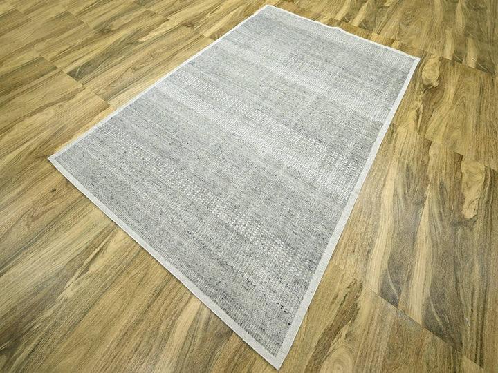 5'11" x 9'0" New Hand Knotted Grey Wool Rectangle Oriental Rug - MOA10276735