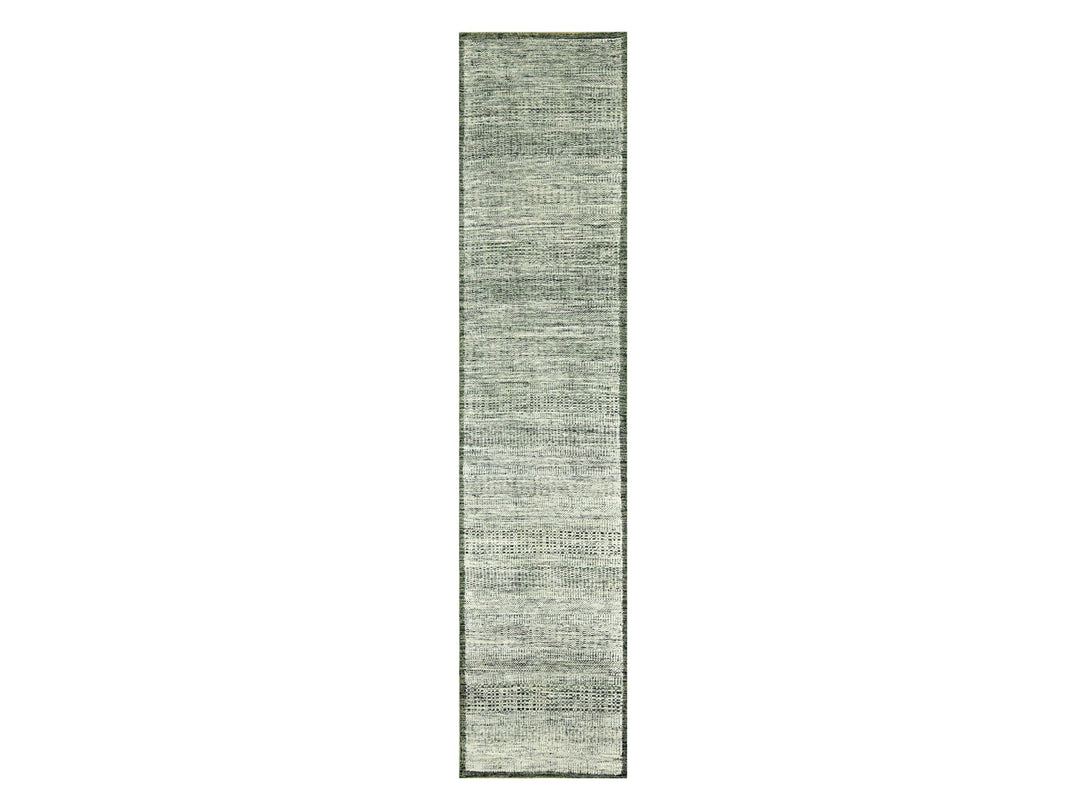 2'6" x 11'10" New Hand Knotted Green Wool Runner Oriental Rug - MOA10276740