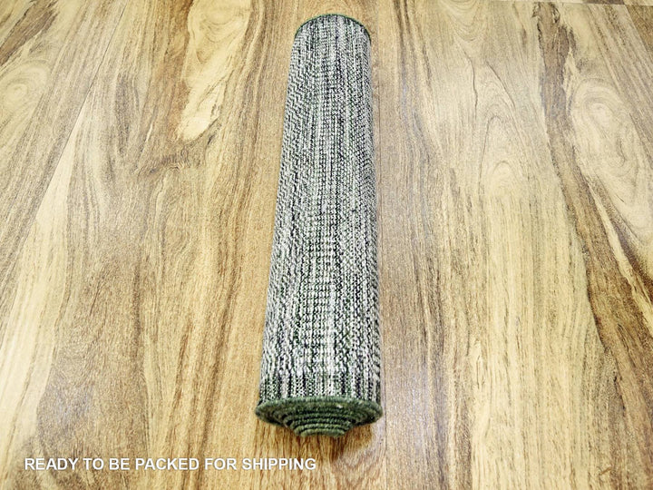 2'6" x 10'0" New Hand Knotted Green Wool Runner Oriental Rug - MOA10276741