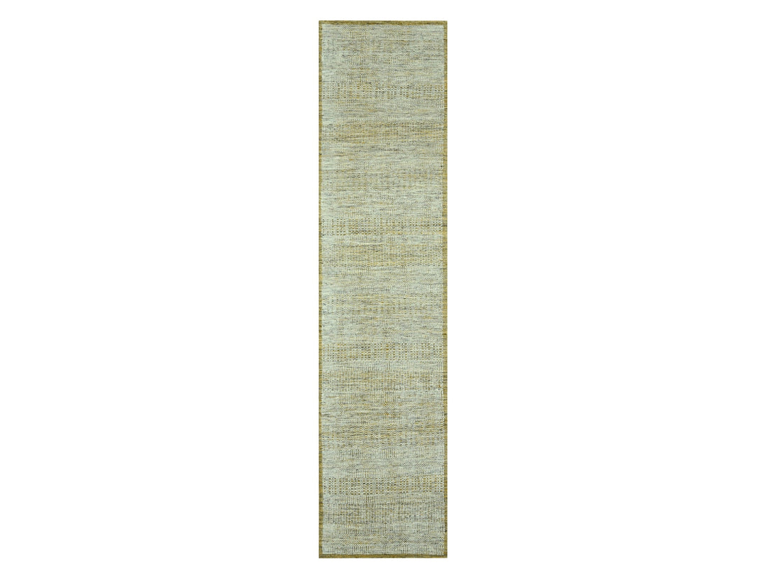 2'6" x 11'11" New Hand Knotted Yellow Wool Runner Oriental Rug - MOA10276752