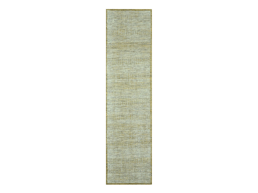 2'6" x 9'11" New Hand Knotted Yellow Wool Runner Oriental Rug - MOA10276753
