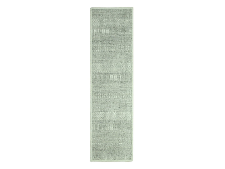 2'7" x 8'1" New Hand Knotted Grey Wool Runner Oriental Rug - MOA10276759