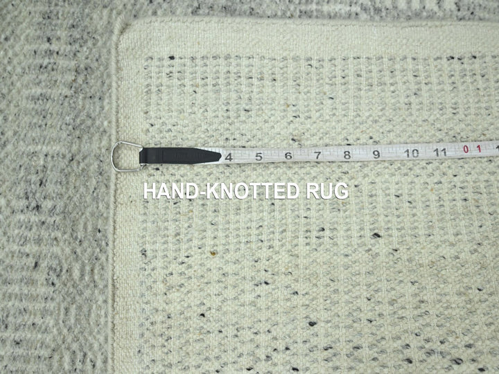 2'7" x 12'1" New Hand Knotted Grey Wool Runner Oriental Rug - MOA10276761