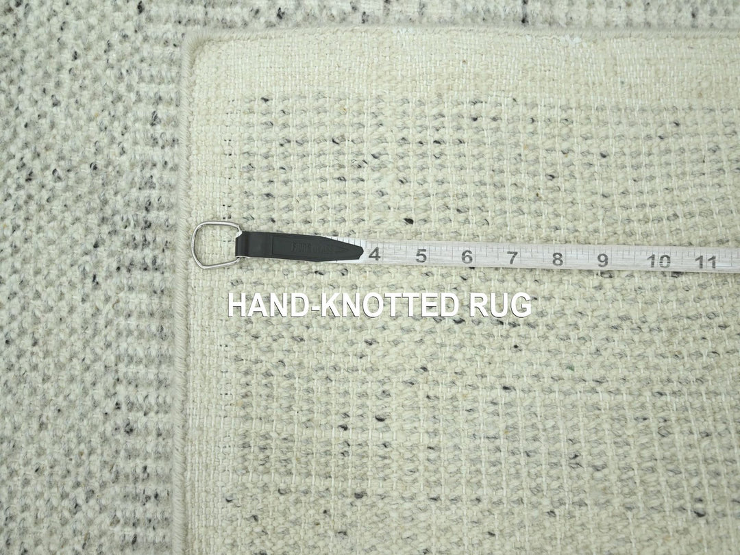 2'7" x 6'4" New Hand Knotted Grey Wool Runner Oriental Rug - MOA10276764