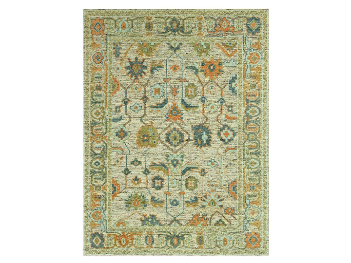 12'1" x 14'10" New Hand Knotted Beige Wool Rectangle Oriental Rug - MOA10276767