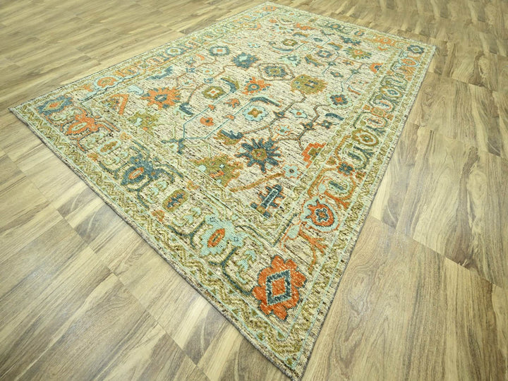 10'2" x 13'11" New Hand Knotted Beige Wool Rectangle Oriental Rug - MOA10276768