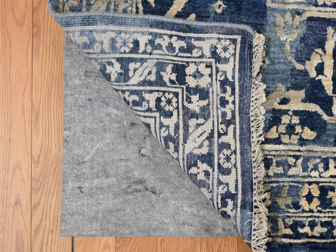 11'8" x 14'8" New Hand Knotted Blue Wool Rectangle Oriental Rug - MOA10278006