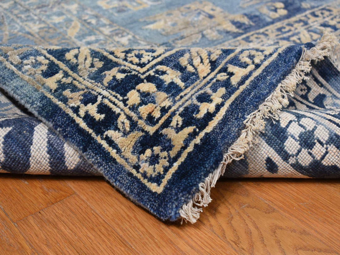 11'8" x 14'8" New Hand Knotted Blue Wool Rectangle Oriental Rug - MOA10278006