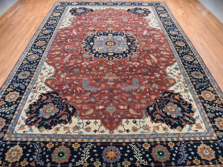 12'0" x 17'8" New Hand Knotted Red Wool Rectangle Oriental Rug - MOA10278009