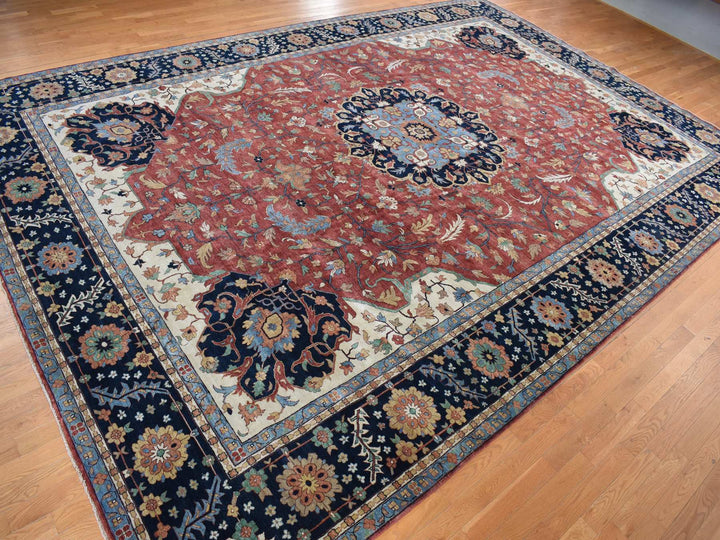 12'0" x 17'8" New Hand Knotted Red Wool Rectangle Oriental Rug - MOA10278009