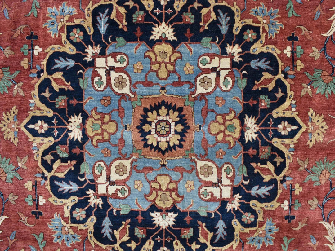 12'0" x 17'8" New Hand Knotted Red Wool Rectangle Oriental Rug - MOA10278009