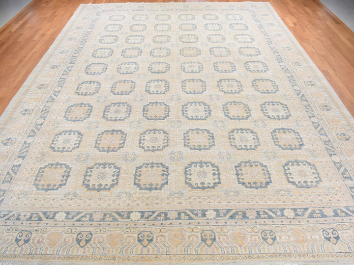 13'0" x 17'7" New Hand Knotted Ivory Wool Rectangle Oriental Rug - MOA10278012