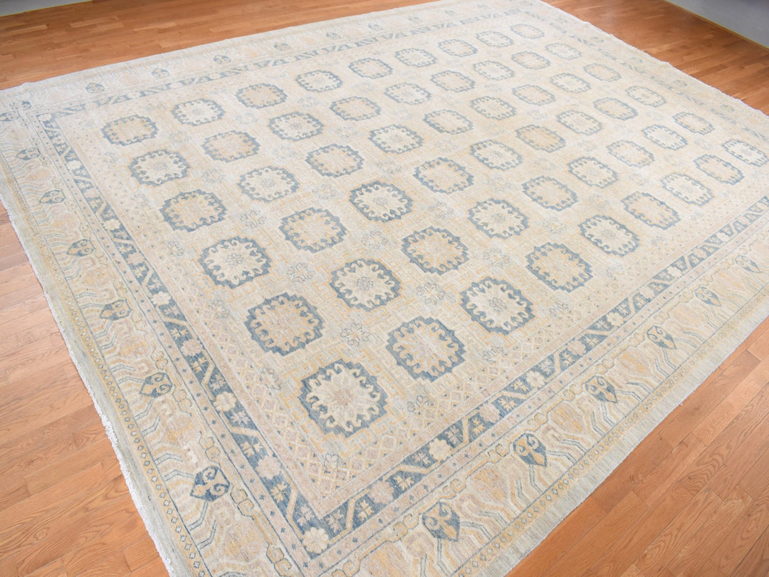 13'0" x 17'7" New Hand Knotted Ivory Wool Rectangle Oriental Rug - MOA10278012