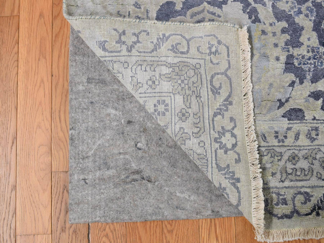 12'0" x 18'0" New Hand Knotted Grey Wool & Silk Rectangle Oriental Rug - MOA10278038