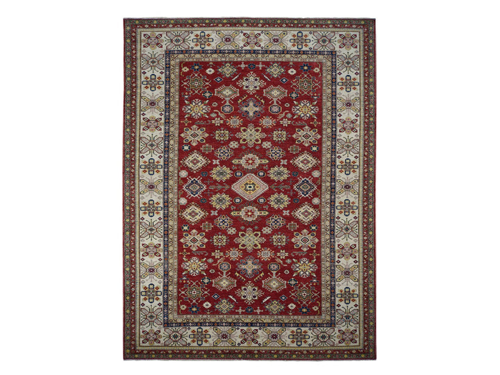 9'0" x 12'0" New Hand Knotted Red Wool Rectangle Oriental Rug - MOA10278082