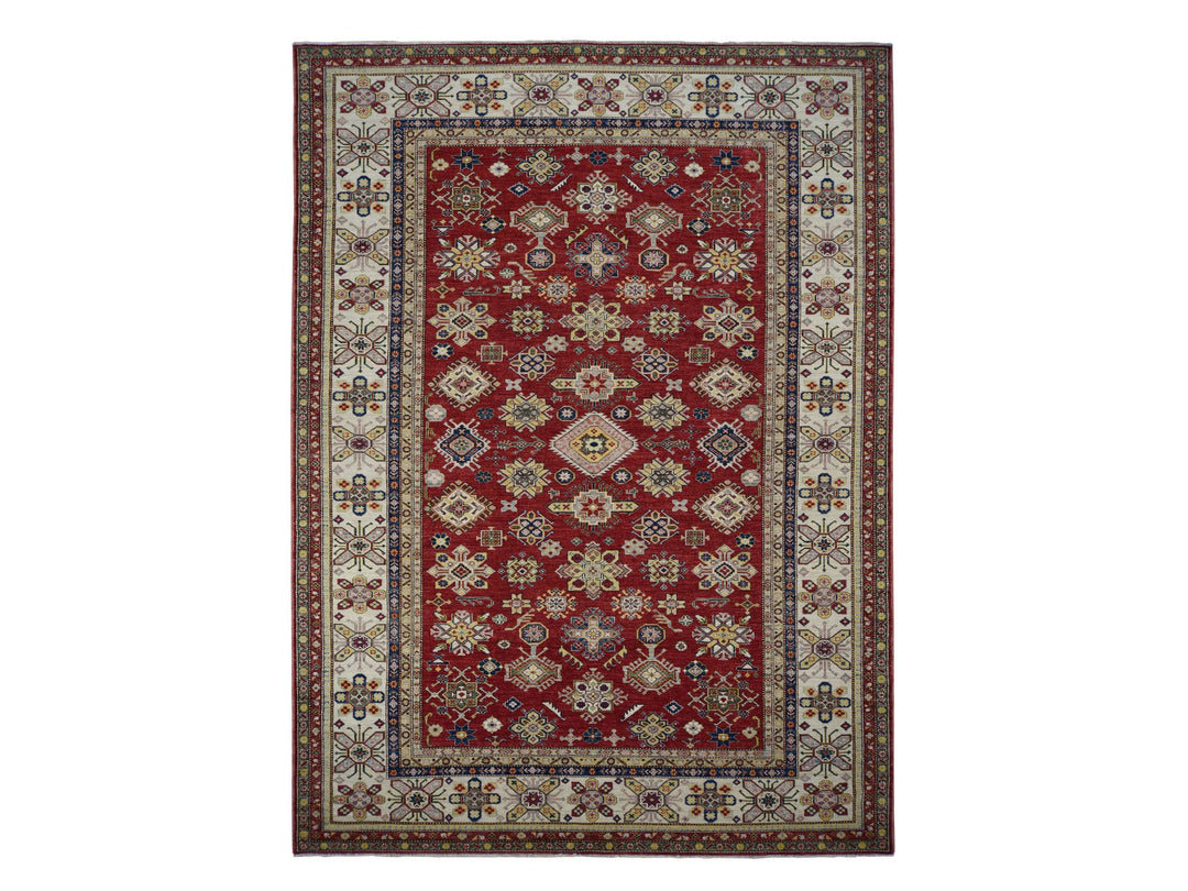 9'0" x 12'0" New Hand Knotted Red Wool Rectangle Oriental Rug - MOA10278082