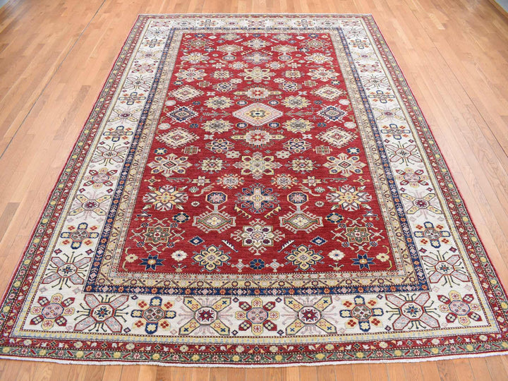 9'0" x 12'0" New Hand Knotted Red Wool Rectangle Oriental Rug - MOA10278082