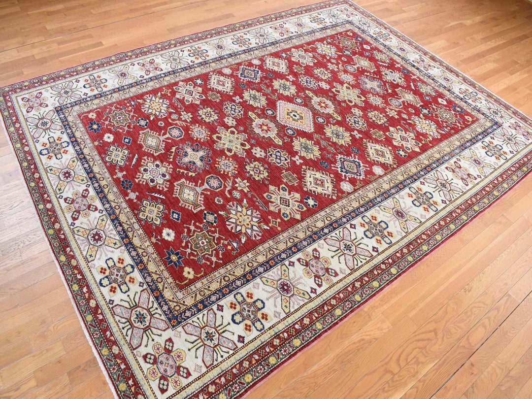 9'0" x 12'0" New Hand Knotted Red Wool Rectangle Oriental Rug - MOA10278082