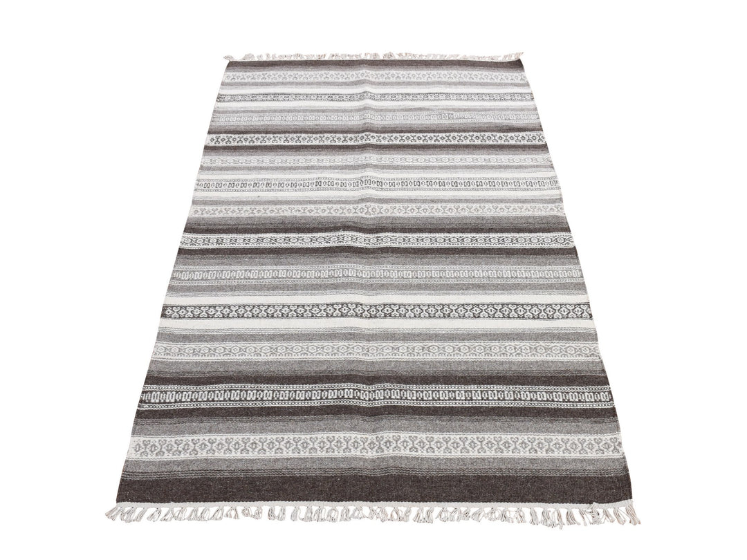 3'0" x 5'2" New Hand Woven Grey Wool Rectangle Oriental Rug - MOA10278143