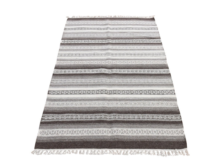 3'0" x 5'2" New Hand Woven Grey Wool Rectangle Oriental Rug - MOA10278143