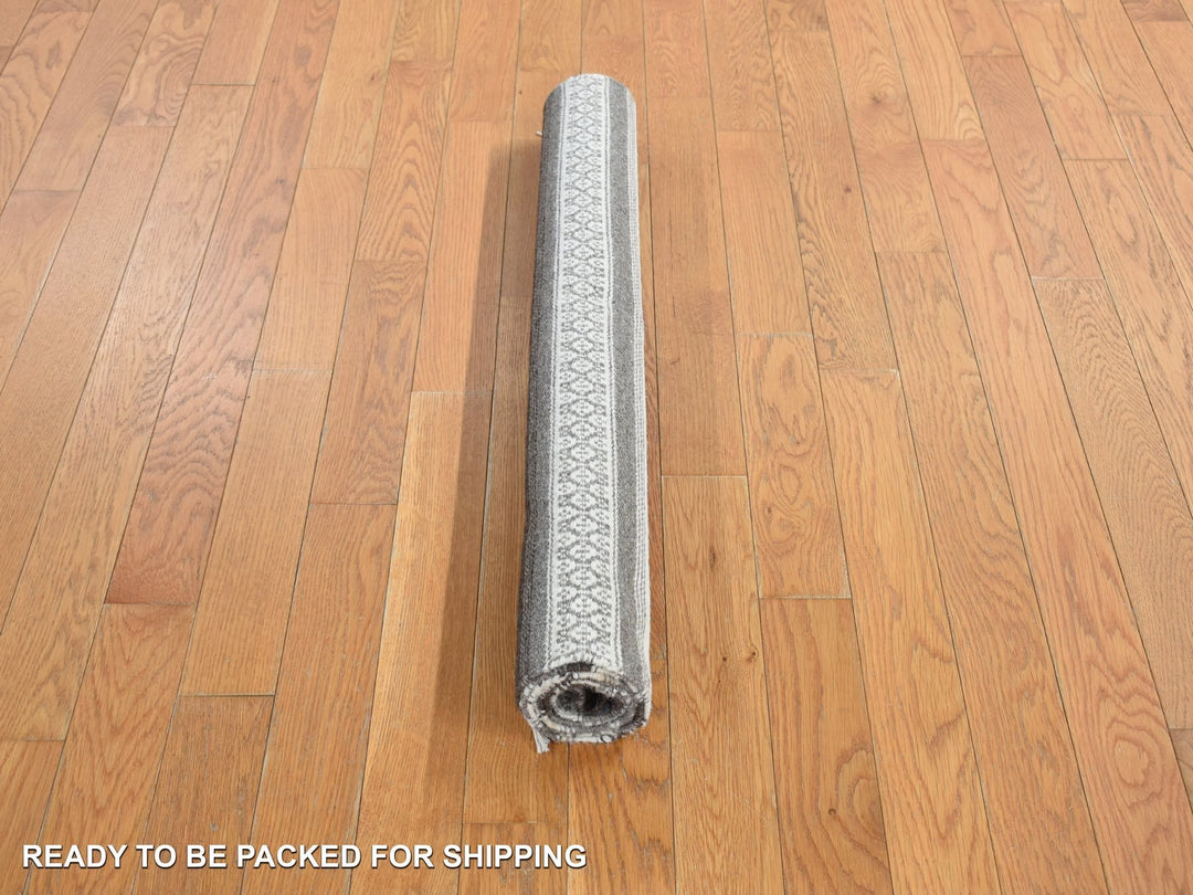 3'0" x 5'2" New Hand Woven Grey Wool Rectangle Oriental Rug - MOA10278143