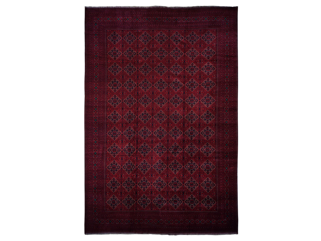 13'1" x 19'9" New Hand Knotted Red Wool Rectangle Oriental Rug - MOA10278157