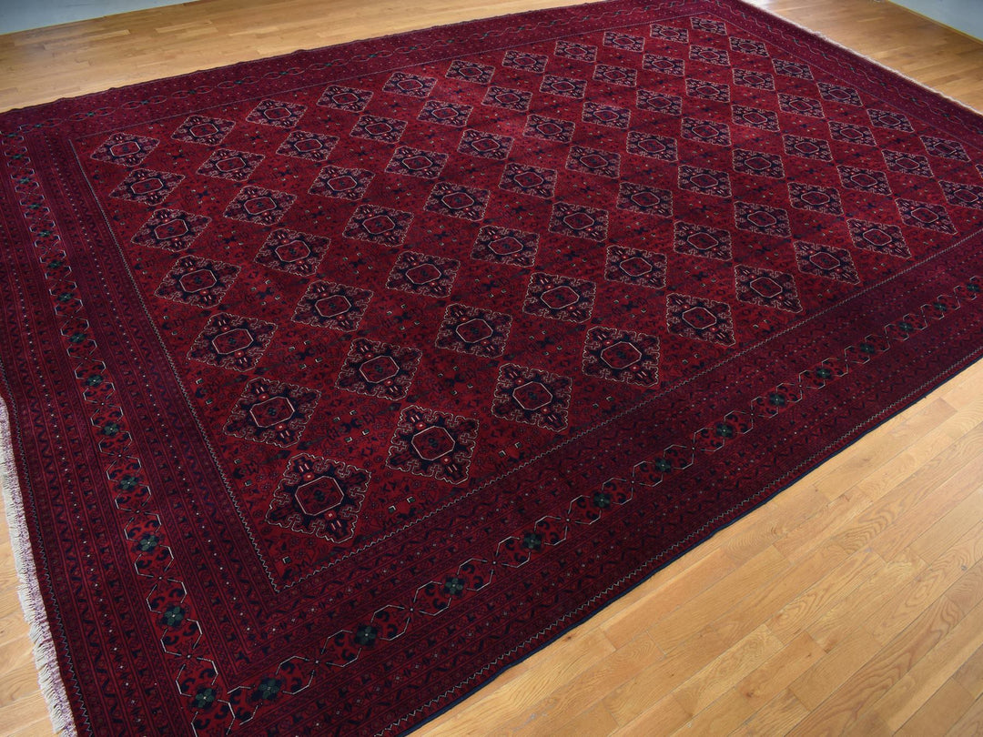 13'1" x 19'9" New Hand Knotted Red Wool Rectangle Oriental Rug - MOA10278157