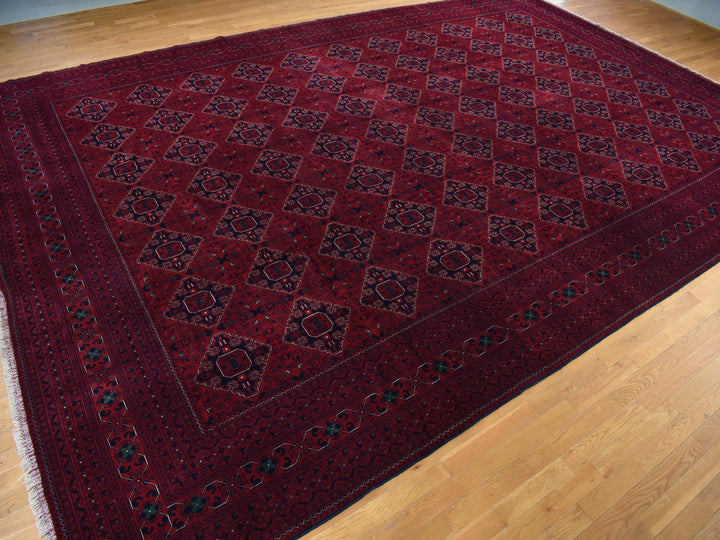 13'1" x 19'9" New Hand Knotted Red Wool Rectangle Oriental Rug - MOA10278157