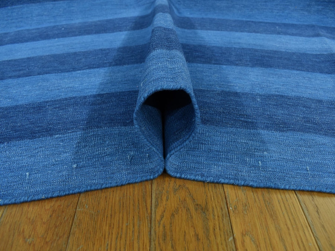 6'0" x 9'0" New Hand Woven Blue Cotton Rectangle Oriental Rug - MOA10278159