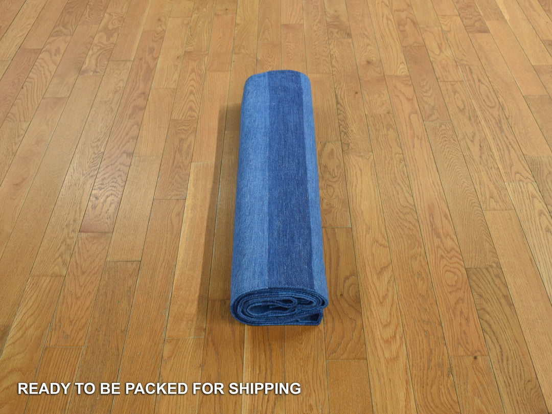 6'0" x 9'0" New Hand Woven Blue Cotton Rectangle Oriental Rug - MOA10278159