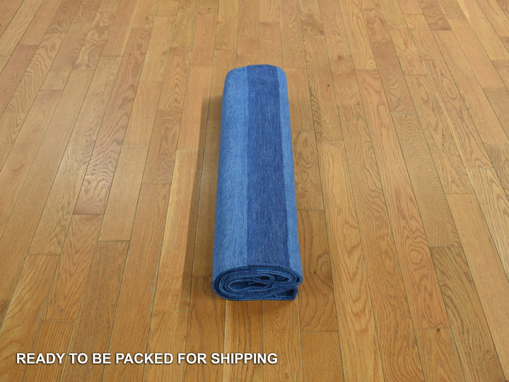 6'0" x 9'0" New Hand Woven Blue Cotton Rectangle Oriental Rug - MOA10278159