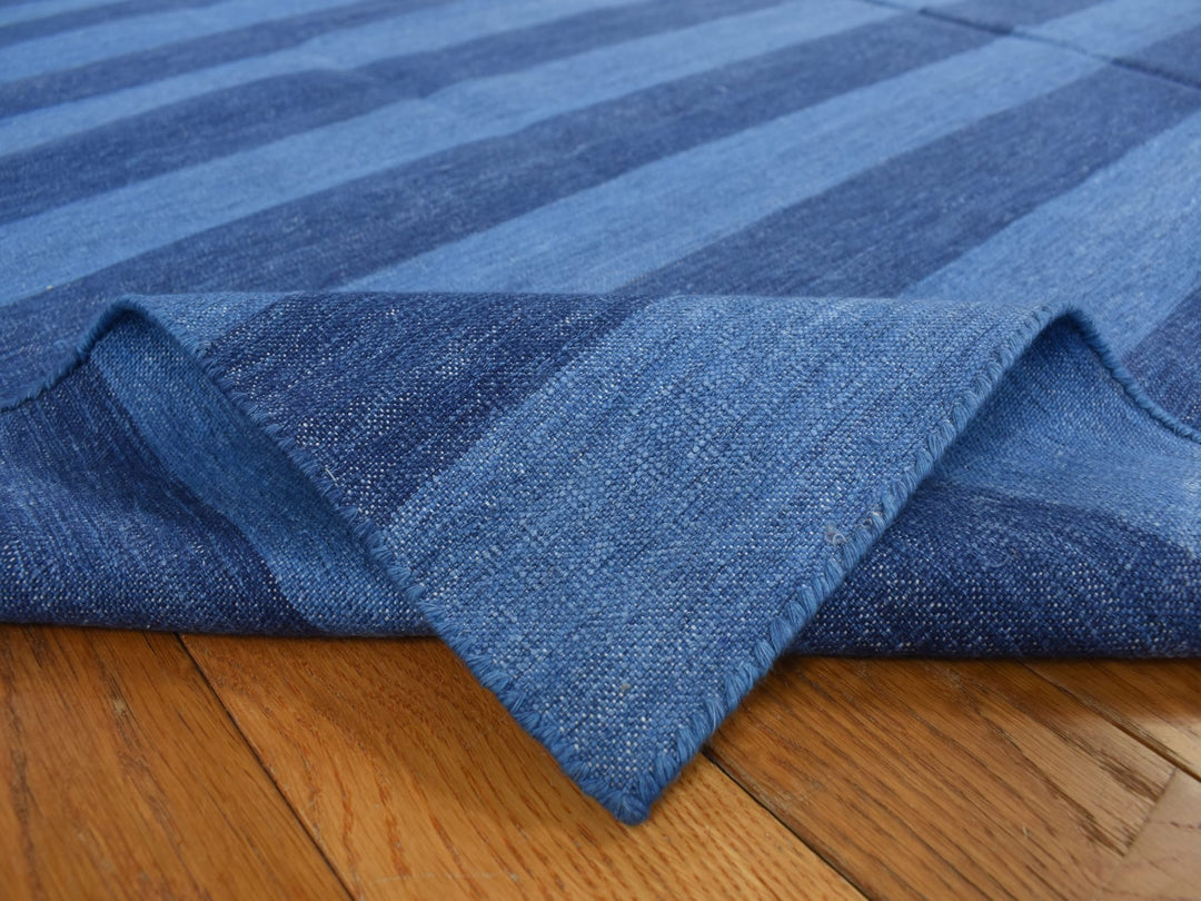 6'0" x 9'3" New Hand Woven Blue Cotton Rectangle Oriental Rug - MOA10278160